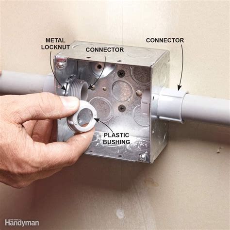 connecting plastic electrical conduit to a metal outlet box|connecting pvc conduit to electrical.